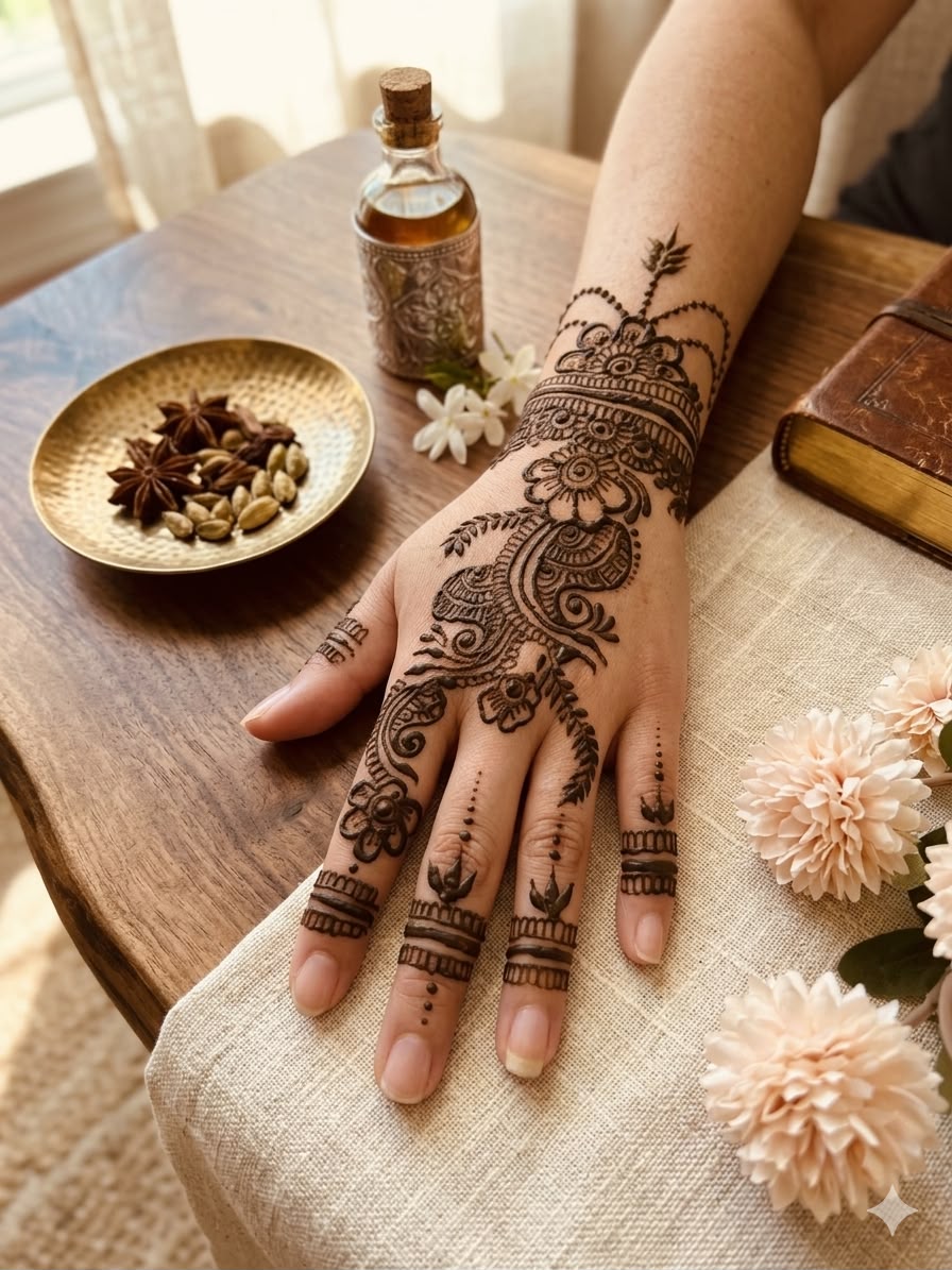 Circular mandala henna design